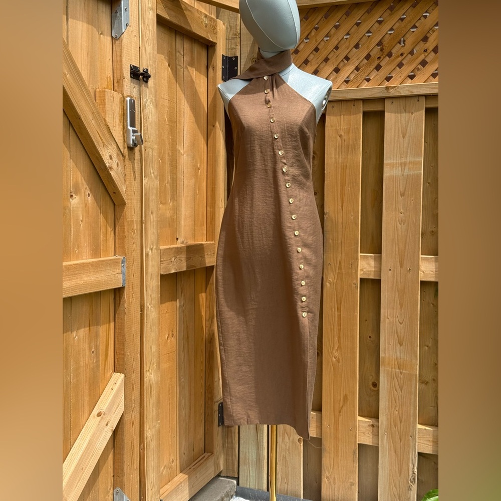 🆕 CULT GAIA 🧿 NWOT Romia Button-Detail Dress, Affogato Brown - Sz XS - Picture 4 of 15